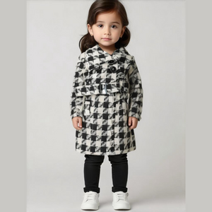 Yoki Houndstooth belted pea coat. Black and white. (2T) NWOT